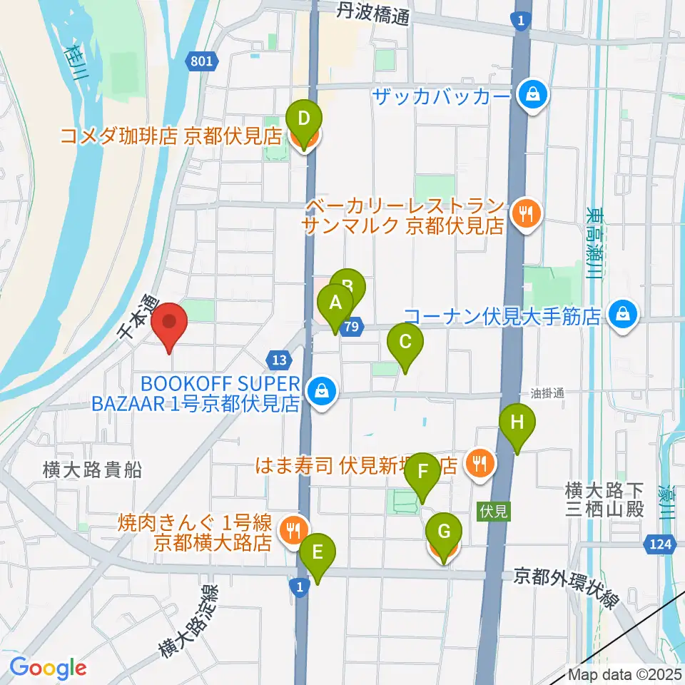 スタジオ・ウイット周辺のカフェ一覧地図
