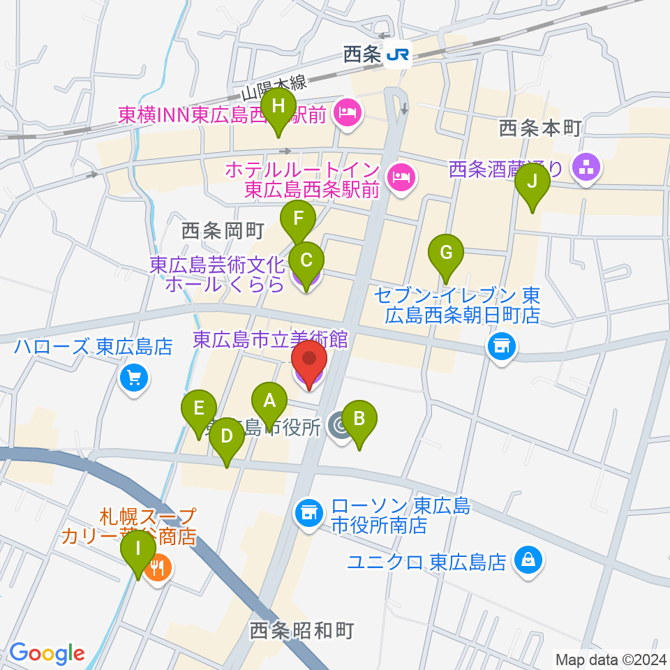 東広島市立美術館周辺のカフェ一覧地図