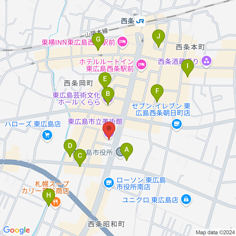 東広島市立美術館周辺のカフェ一覧地図