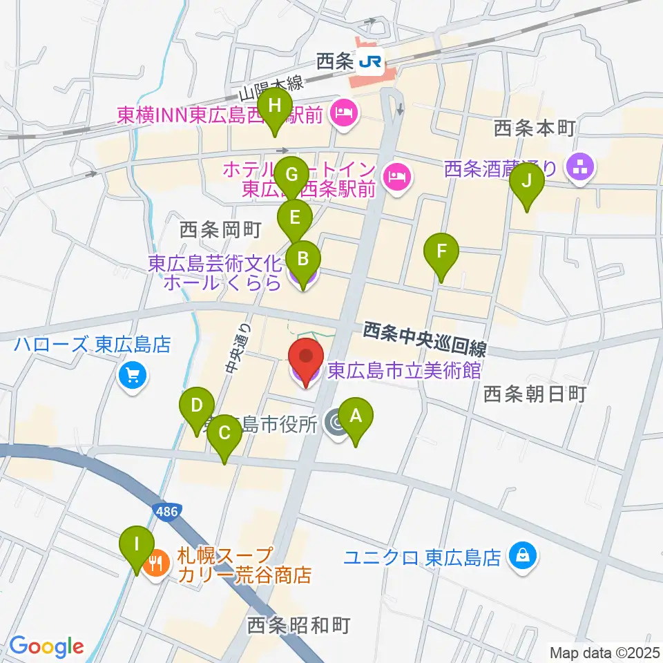東広島市立美術館周辺のカフェ一覧地図