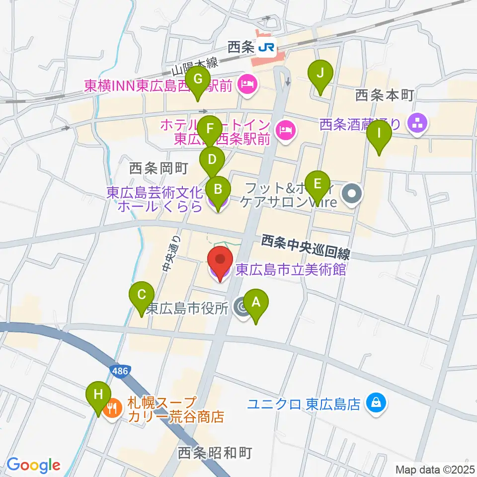 東広島市立美術館周辺のカフェ一覧地図
