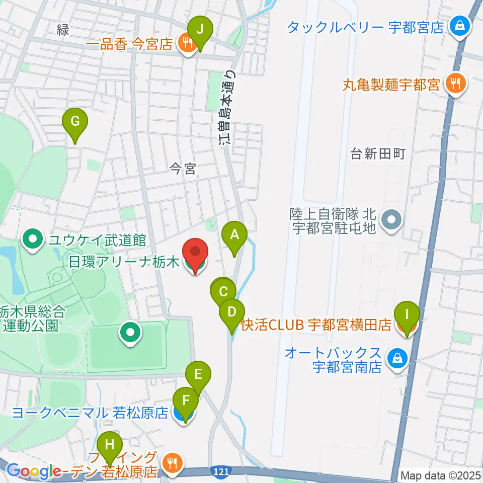 日環アリーナ栃木周辺のカフェ一覧地図