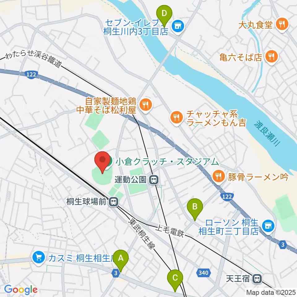 小倉クラッチ・スタジアム周辺のカフェ一覧地図