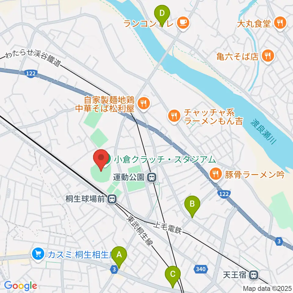 小倉クラッチ・スタジアム周辺のカフェ一覧地図