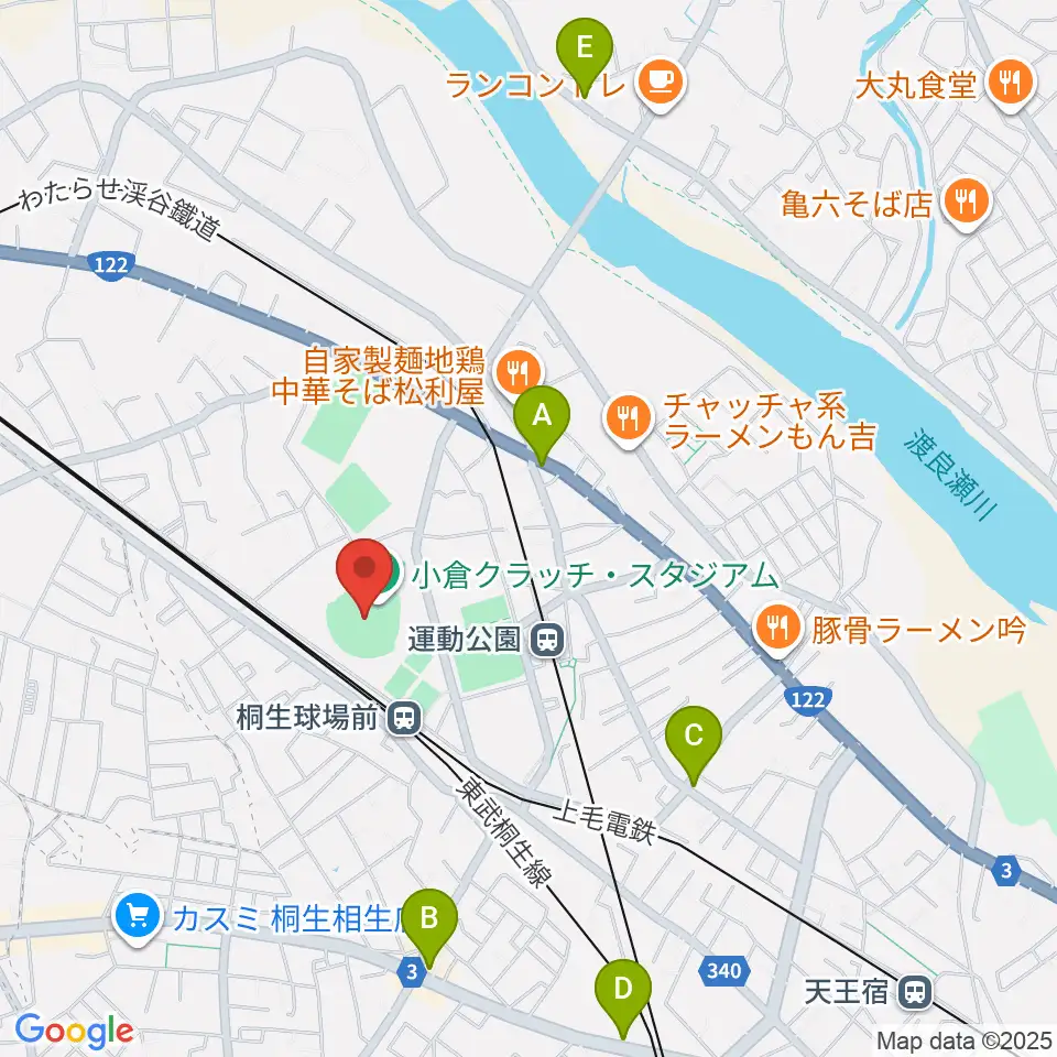 小倉クラッチ・スタジアム周辺のカフェ一覧地図