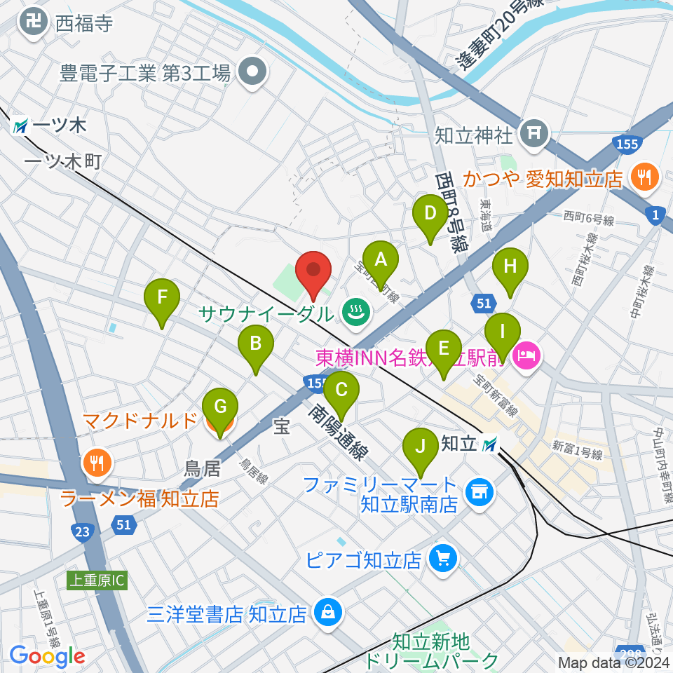 スギ薬局知立福祉アリーナ周辺のカフェ一覧地図