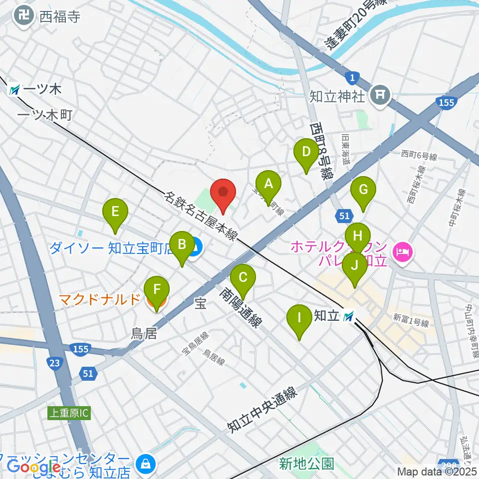 スギ薬局知立福祉アリーナ周辺のカフェ一覧地図