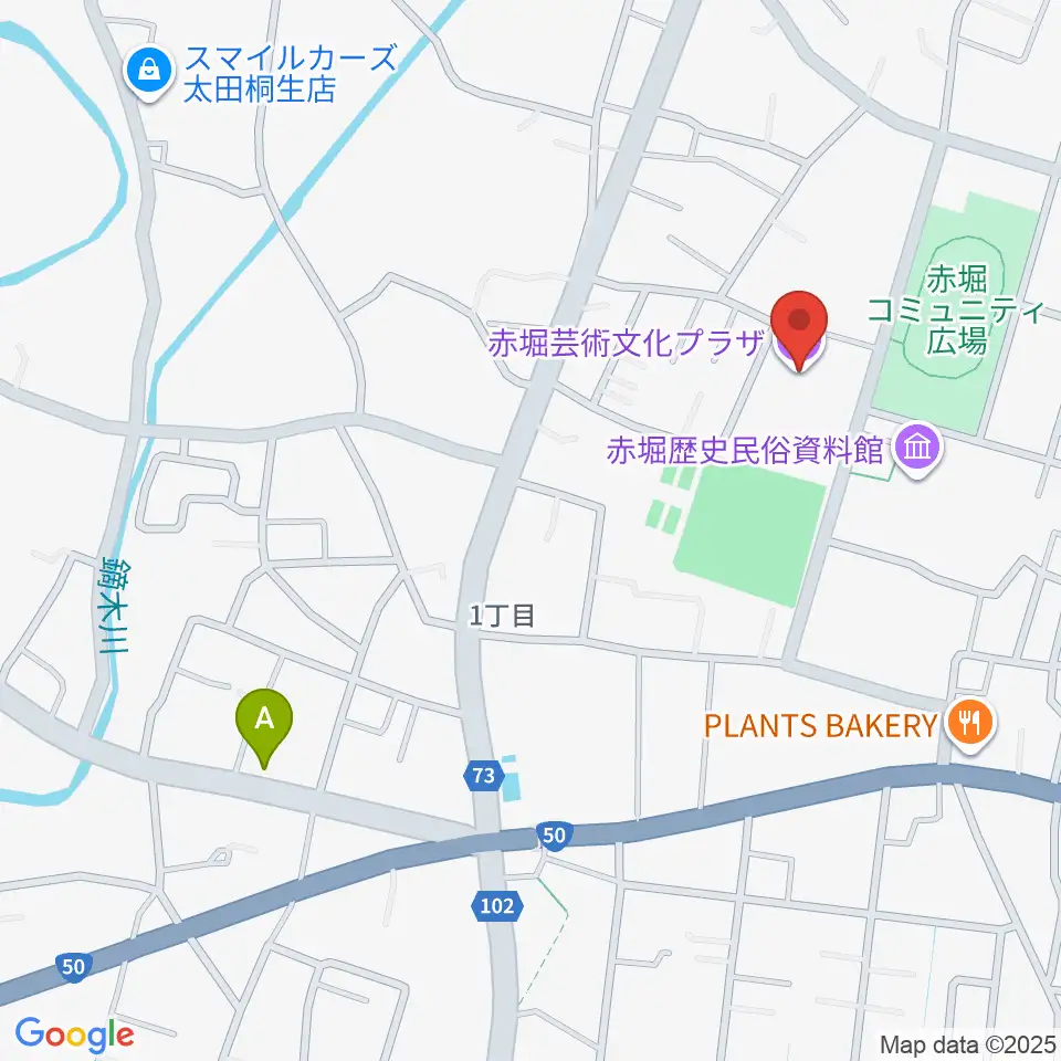 赤堀芸術文化プラザ周辺のカフェ一覧地図