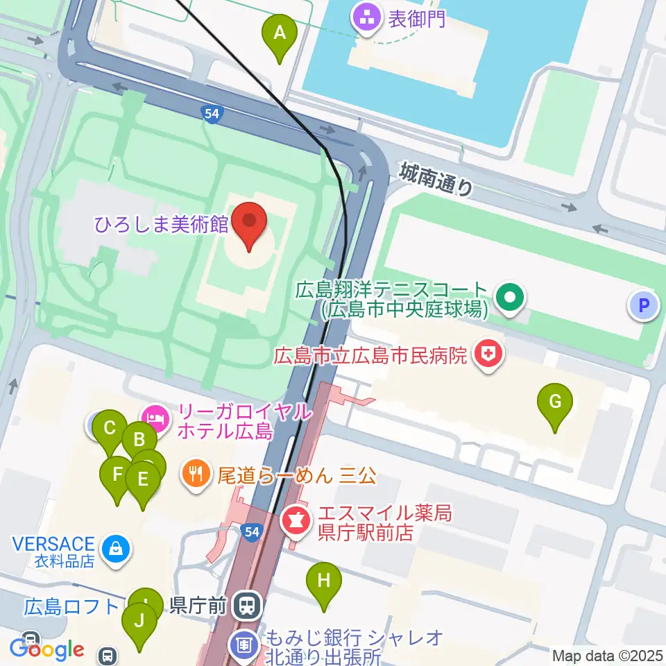 ひろしま美術館周辺のカフェ一覧地図