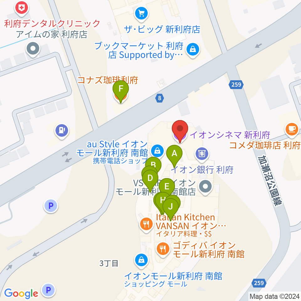 イオンシネマ新利府周辺のカフェ一覧地図