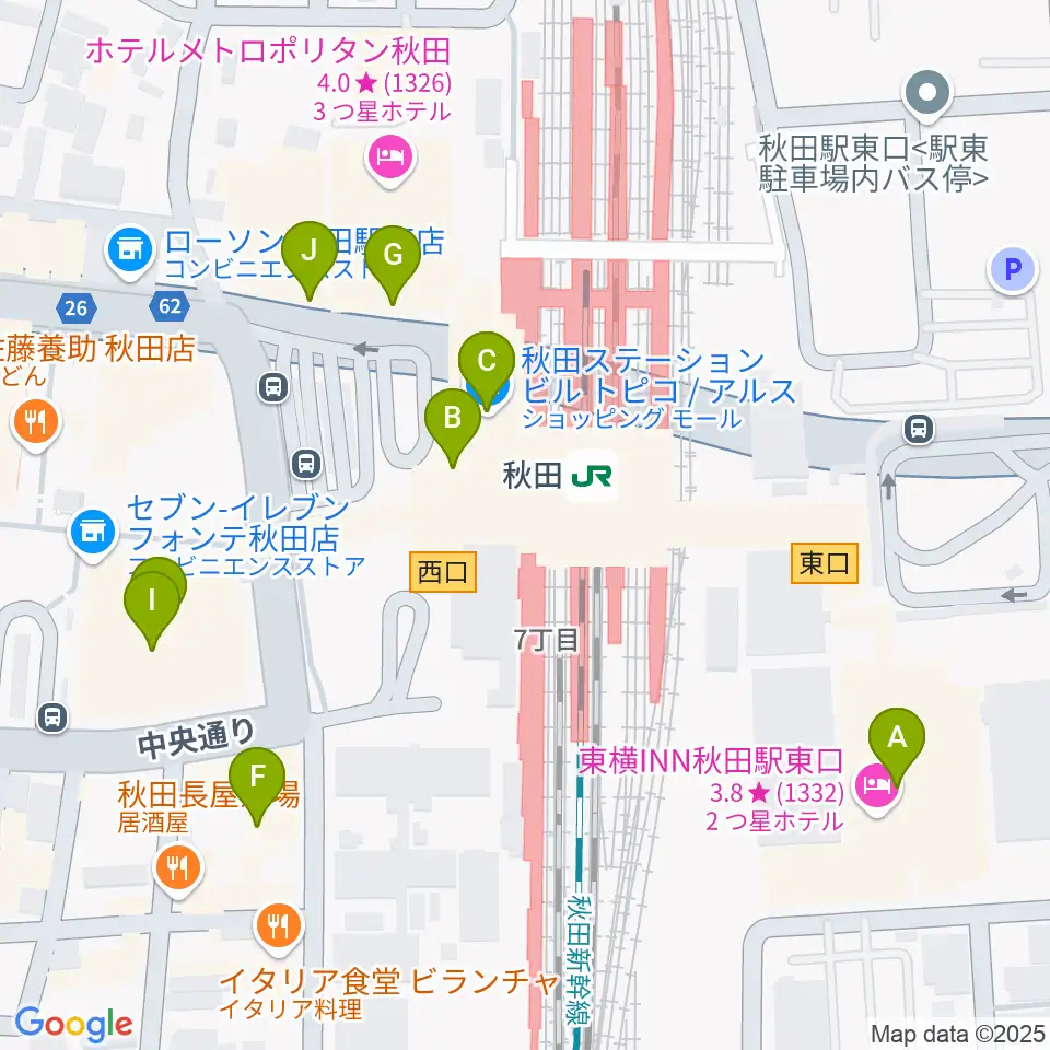 AL☆VEシアター周辺のカフェ一覧地図
