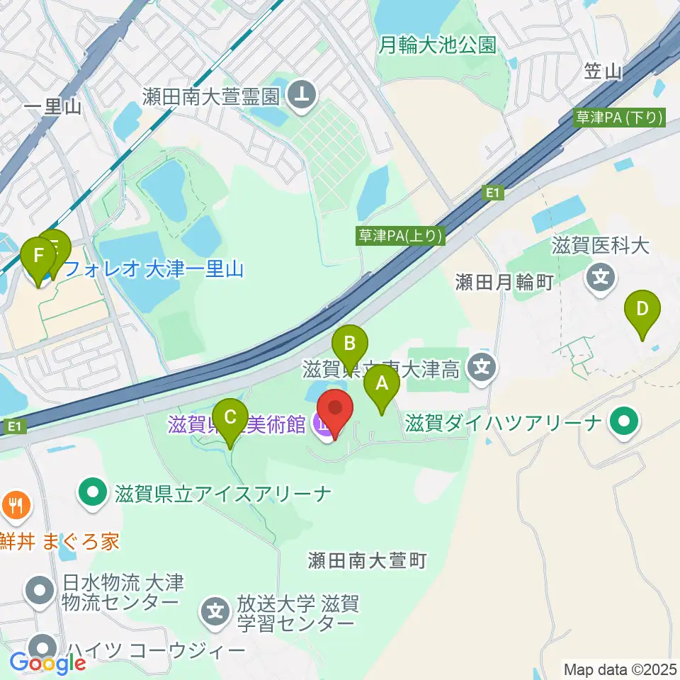 滋賀県立美術館周辺のカフェ一覧地図