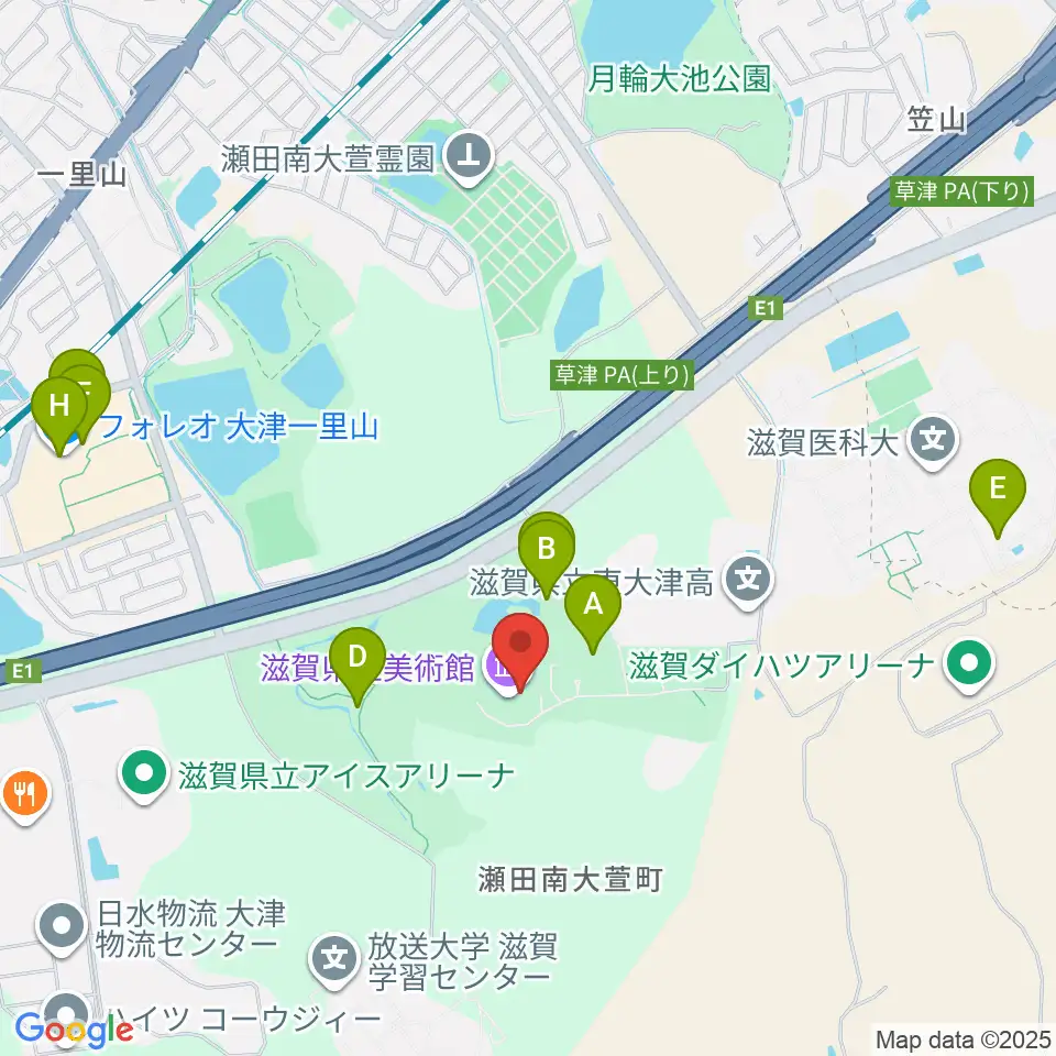 滋賀県立美術館周辺のカフェ一覧地図