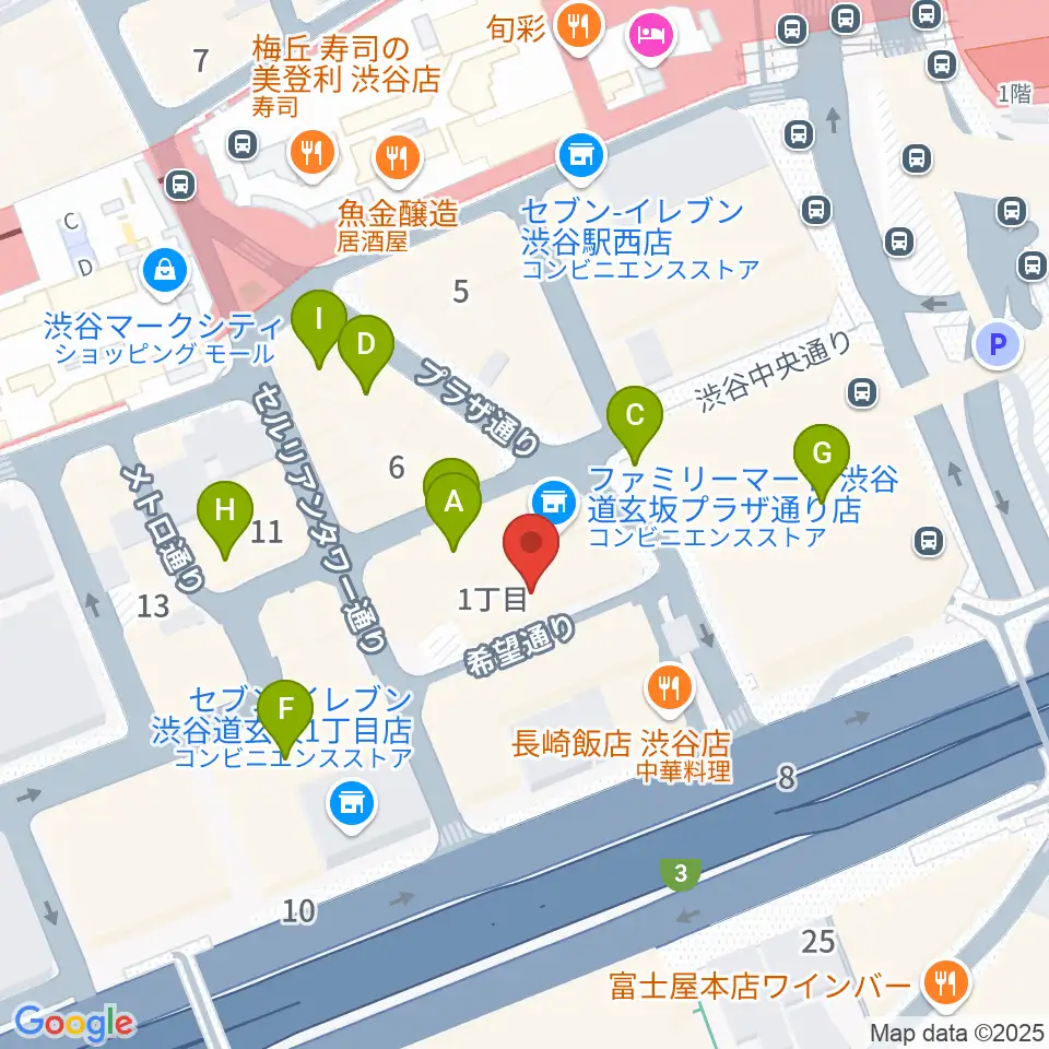 イケシブ 池部楽器渋谷店周辺のカフェ一覧地図