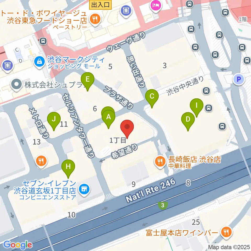 イケシブ 池部楽器渋谷店周辺のカフェ一覧地図
