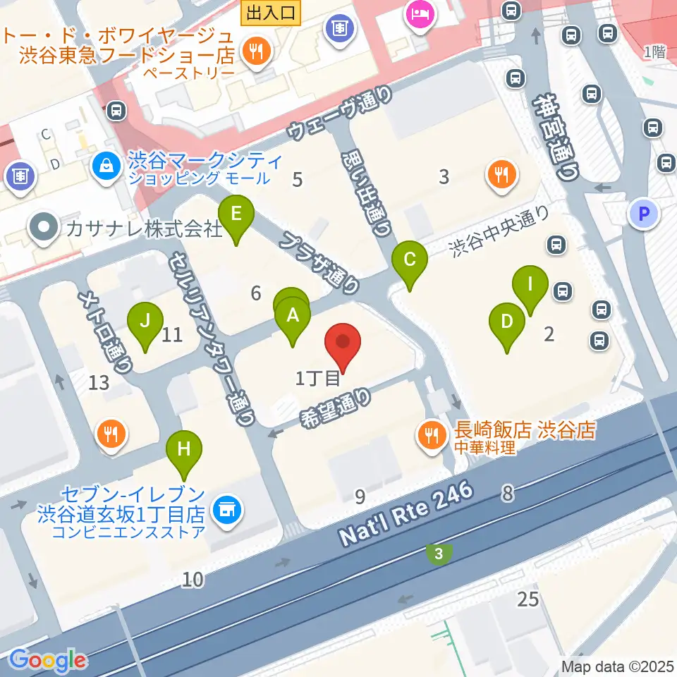 イケシブ 池部楽器渋谷店周辺のカフェ一覧地図