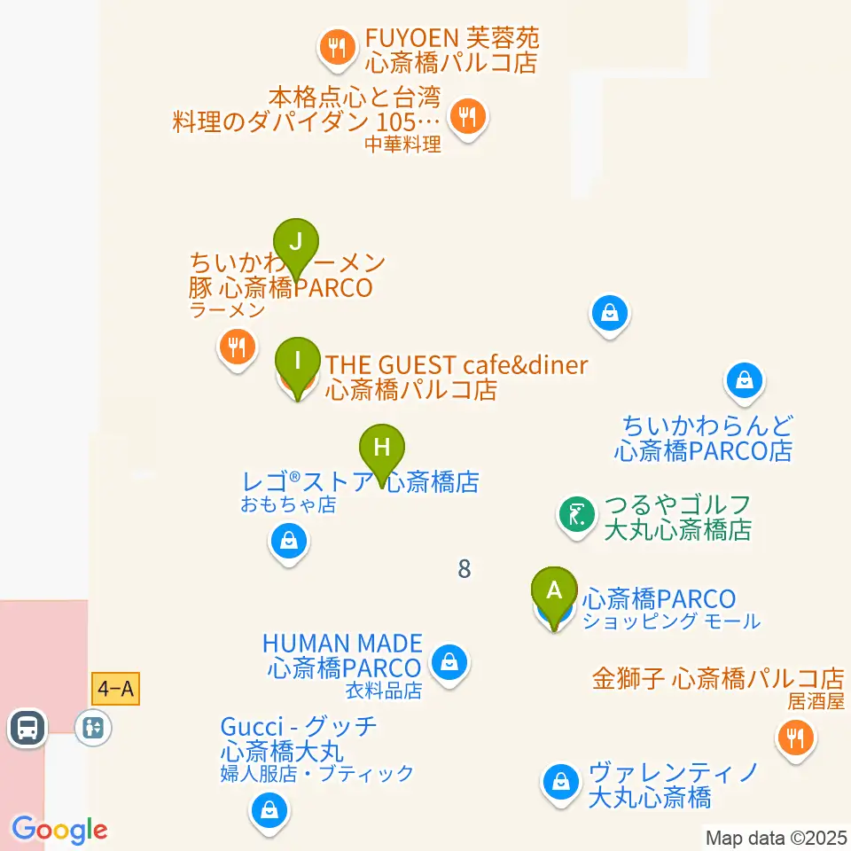 シアタス心斎橋周辺のカフェ一覧地図