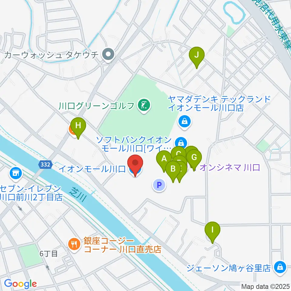 イオンシネマ川口周辺のカフェ一覧地図