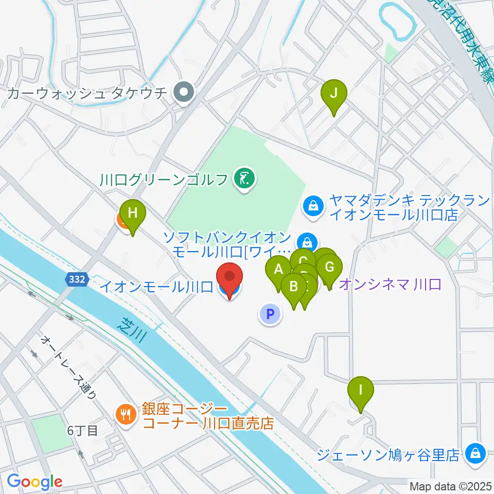 イオンシネマ川口周辺のカフェ一覧地図