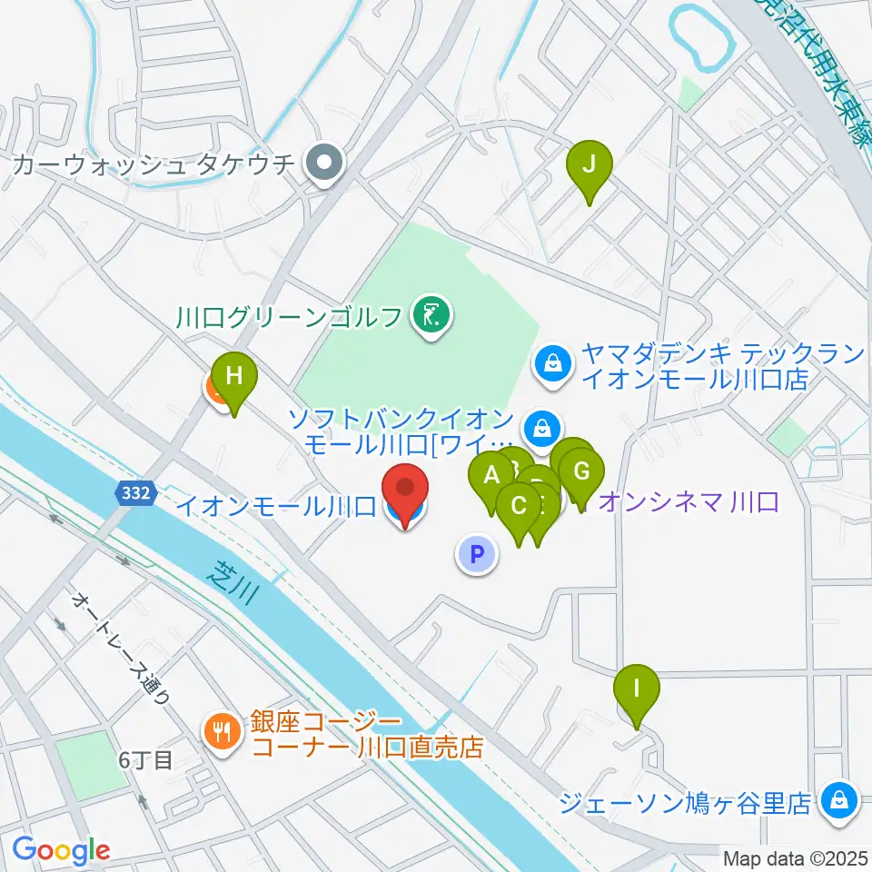 イオンシネマ川口周辺のカフェ一覧地図