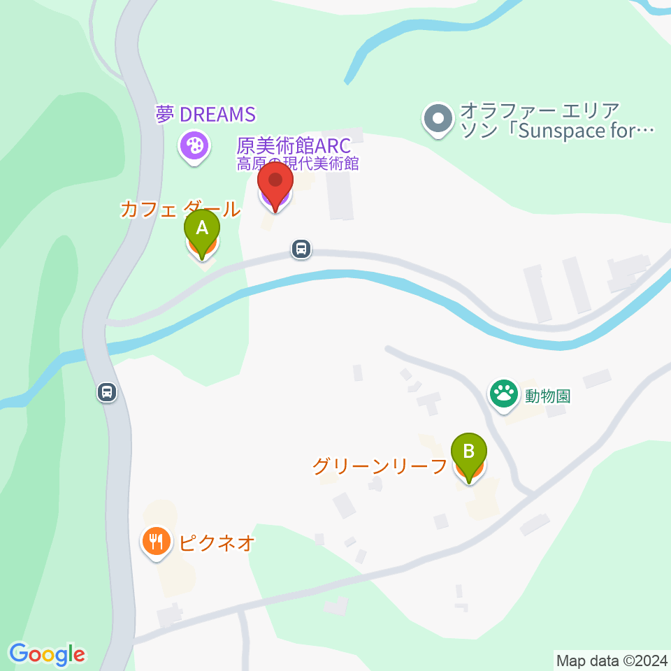 原美術館ARC周辺のカフェ一覧地図