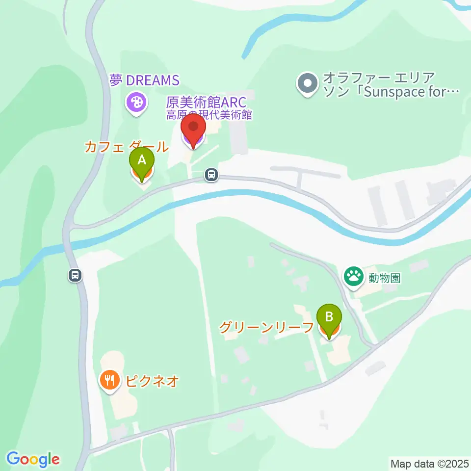 原美術館ARC周辺のカフェ一覧地図