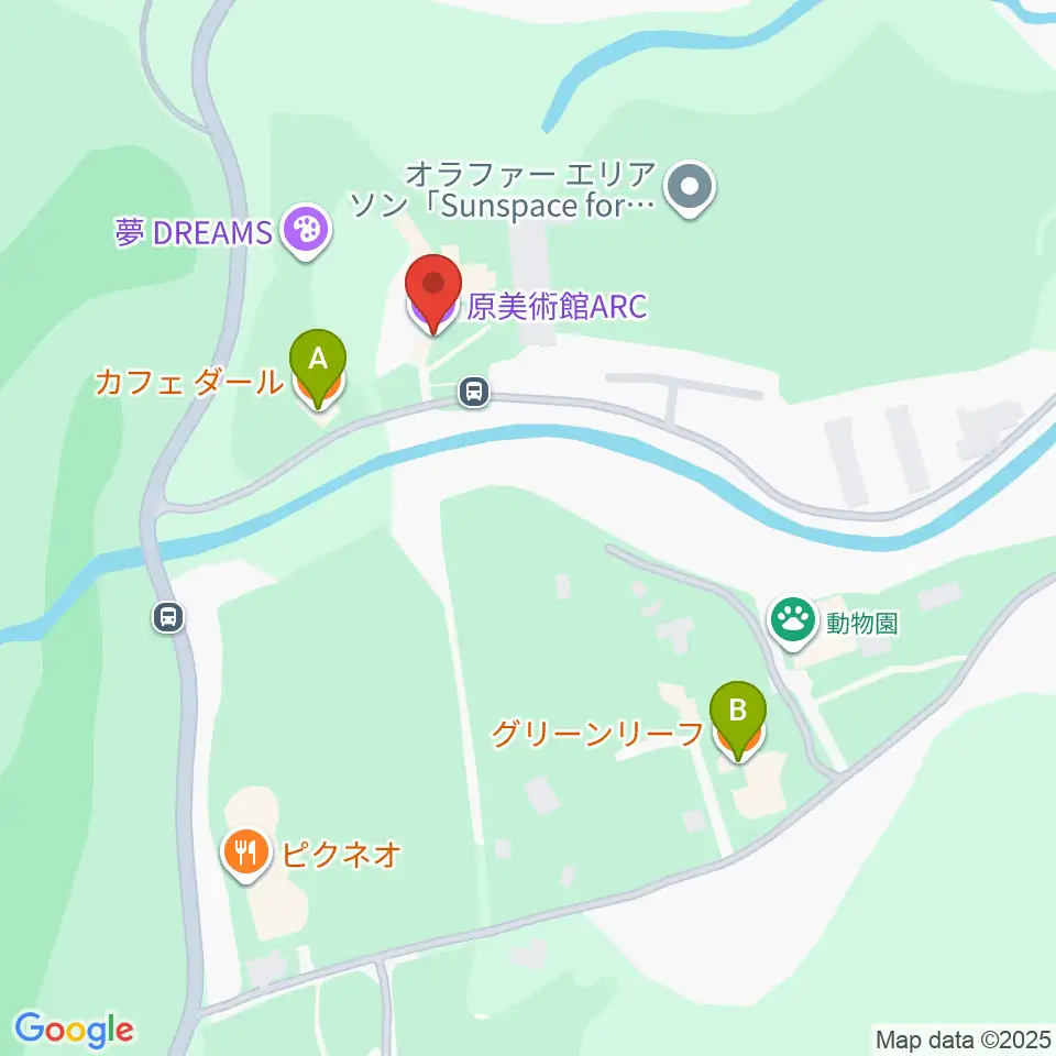原美術館ARC周辺のカフェ一覧地図
