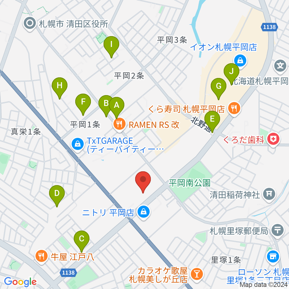 清田区体育館・温水プール周辺のカフェ一覧地図