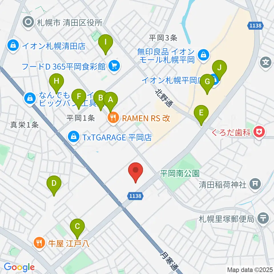清田区体育館・温水プール周辺のカフェ一覧地図