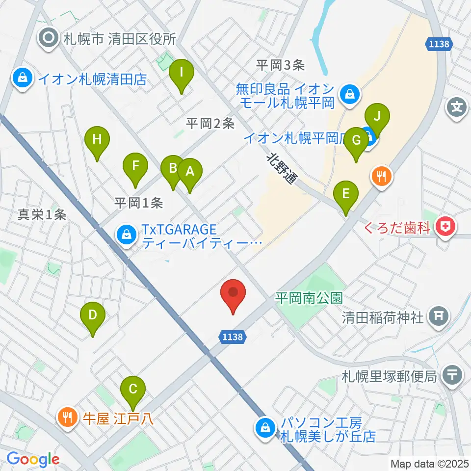 清田区体育館・温水プール周辺のカフェ一覧地図