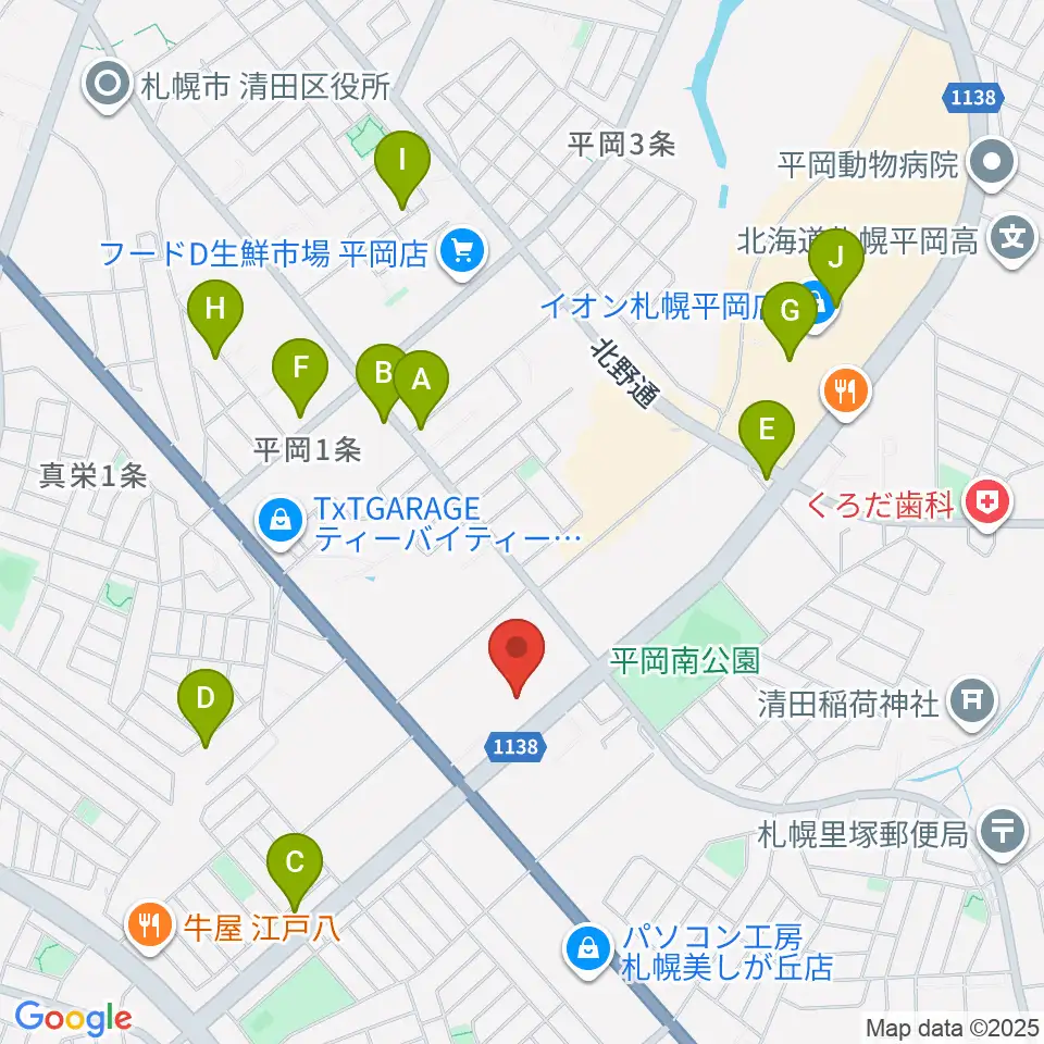 清田区体育館・温水プール周辺のカフェ一覧地図