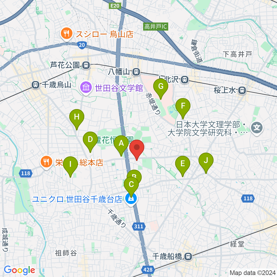 千歳温水プール周辺のカフェ一覧地図