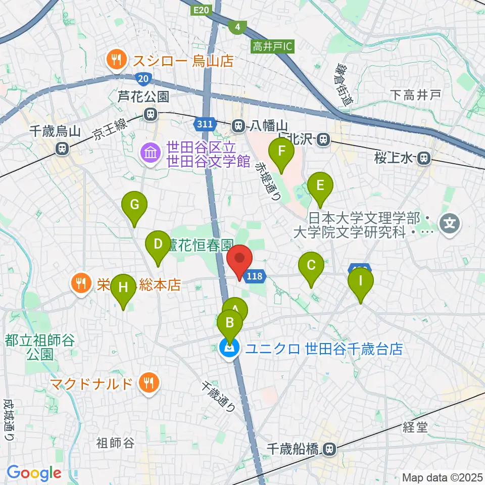 千歳温水プール周辺のカフェ一覧地図