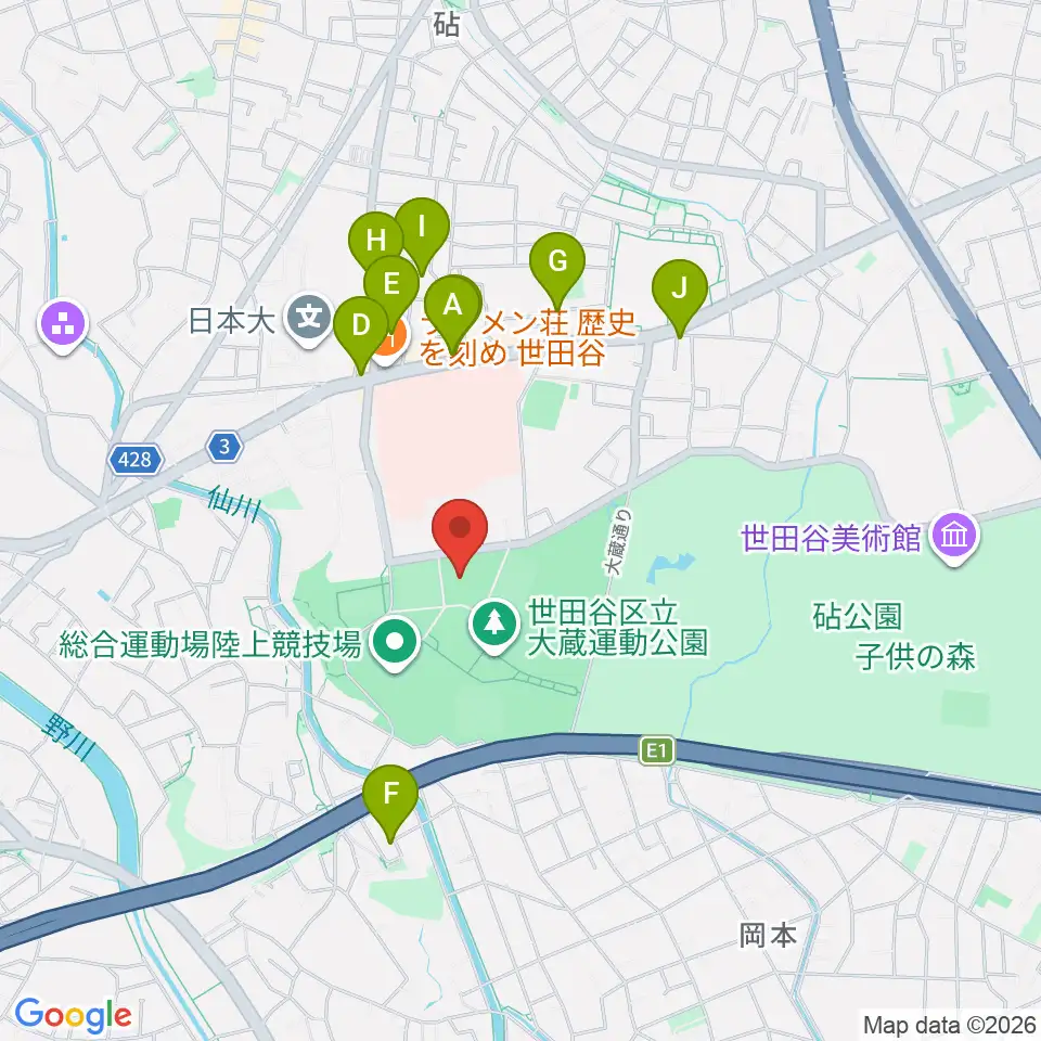世田谷区立総合運動場温水プール 周辺のカフェ一覧マップ 世田谷区立総合運動場温水プール 周辺のカフェ一覧マップ