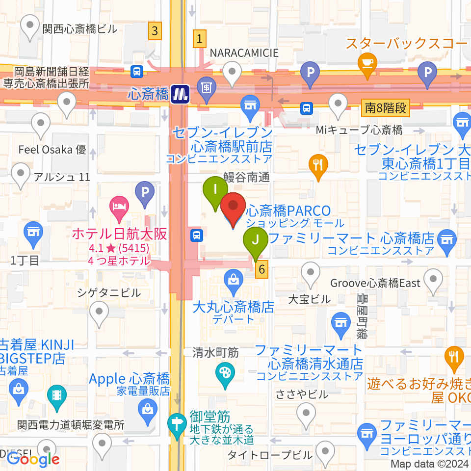 心斎橋パルコSPACE14周辺のカフェ一覧地図