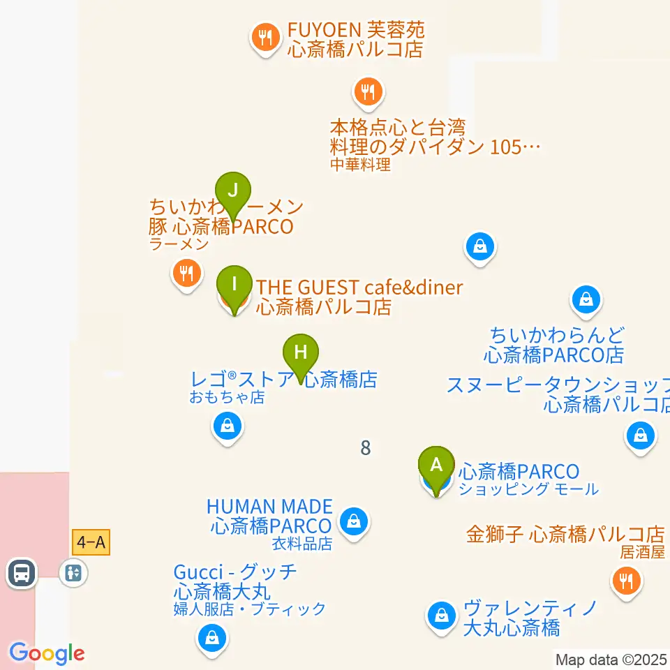 心斎橋パルコSPACE14周辺のカフェ一覧地図