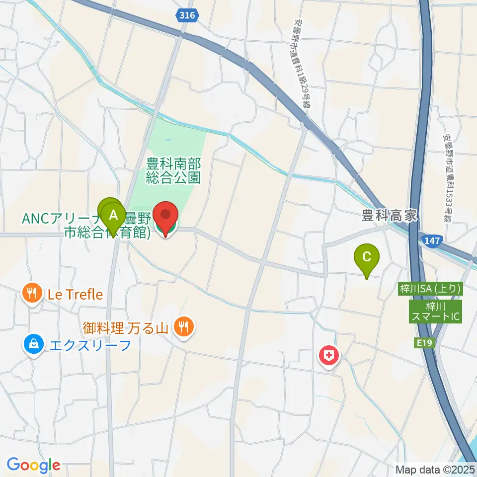 ANCアリーナ周辺のカフェ一覧地図