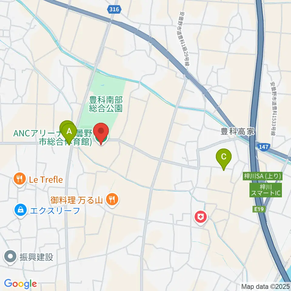 ANCアリーナ周辺のカフェ一覧地図
