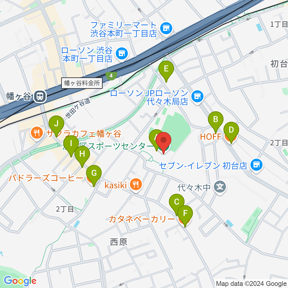 渋谷区スポーツセンター周辺のカフェ一覧地図