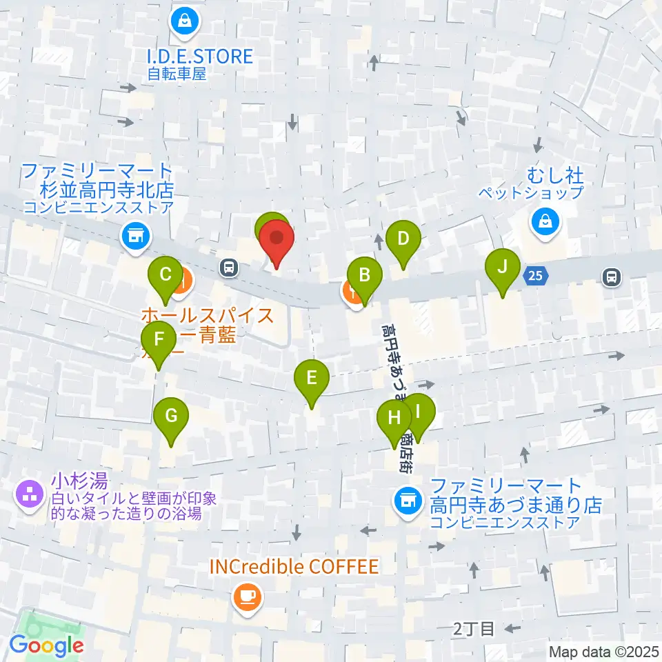 ソニックバンドスタジオ周辺のカフェ一覧地図