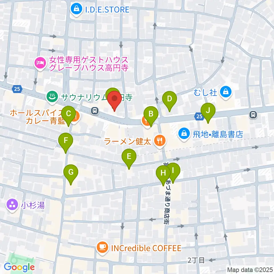 ソニックバンドスタジオ周辺のカフェ一覧地図
