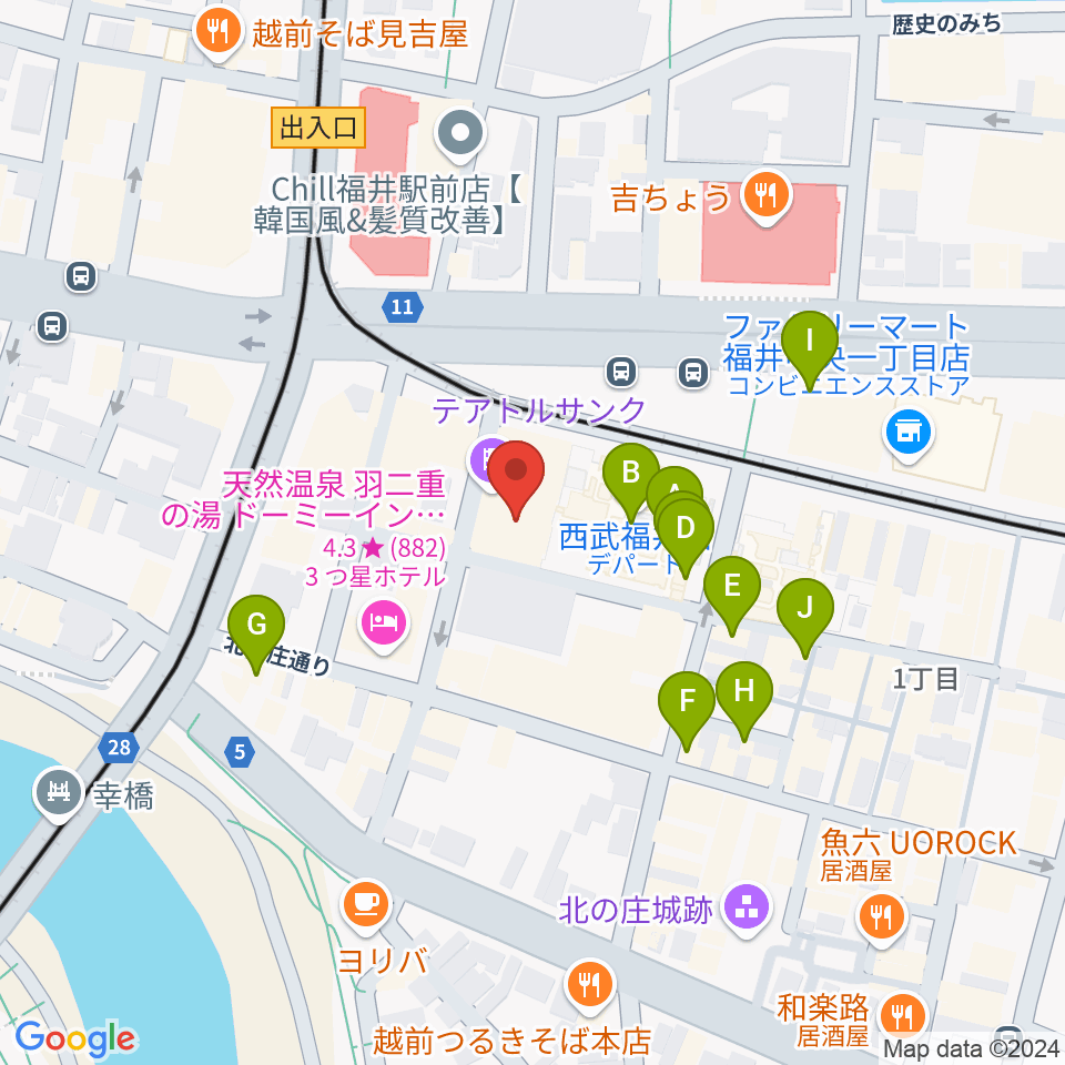 テアトルサンク周辺のカフェ一覧地図