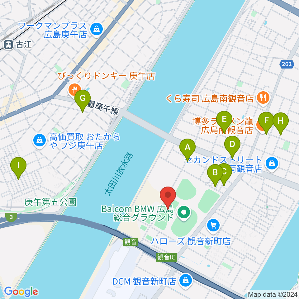 バルコムBMWスタジアム周辺のカフェ一覧地図