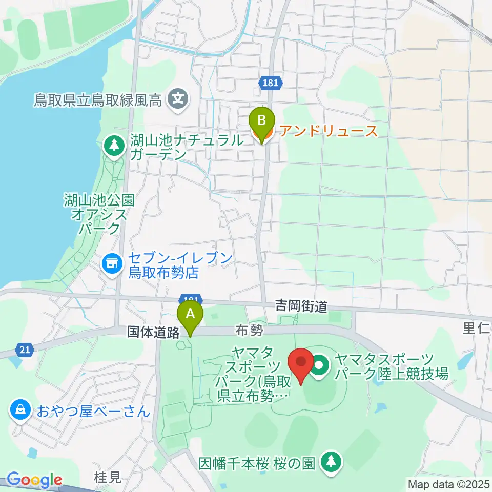 ヤマタスポーツパーク陸上競技場周辺のカフェ一覧地図