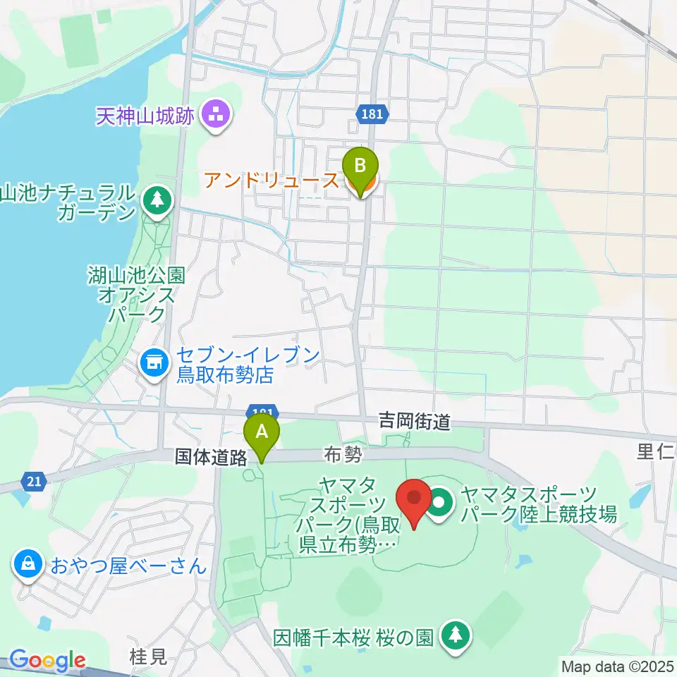 ヤマタスポーツパーク陸上競技場周辺のカフェ一覧地図