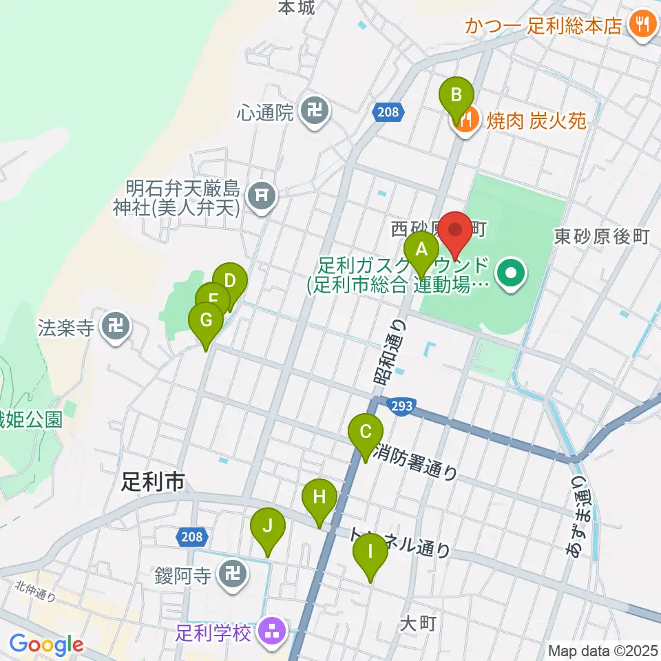 ジェットブラックフラワーズスタジアム周辺のカフェ一覧地図