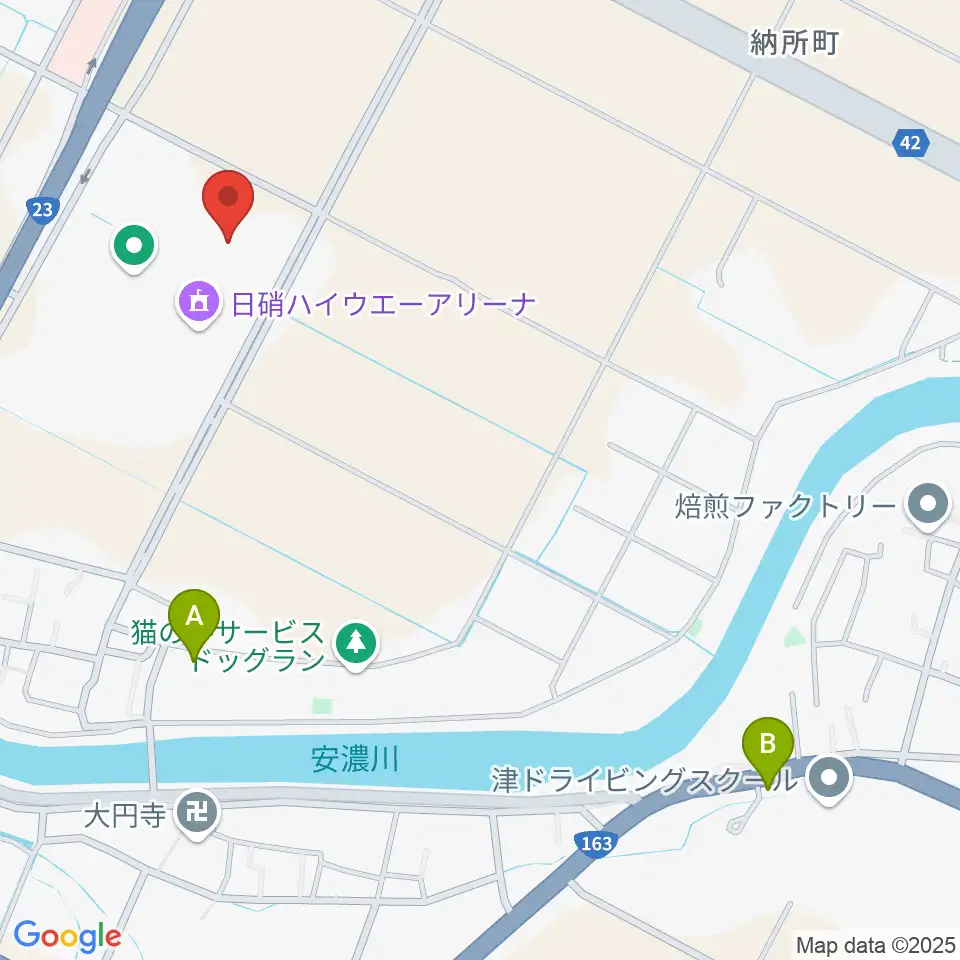 NHW三重武道館周辺のカフェ一覧地図