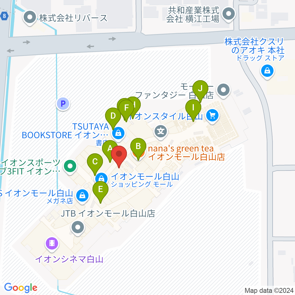 MPC楽器センター白山周辺のカフェ一覧地図