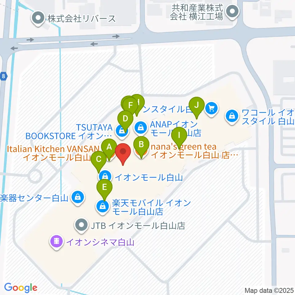 MPC楽器センター白山周辺のカフェ一覧地図