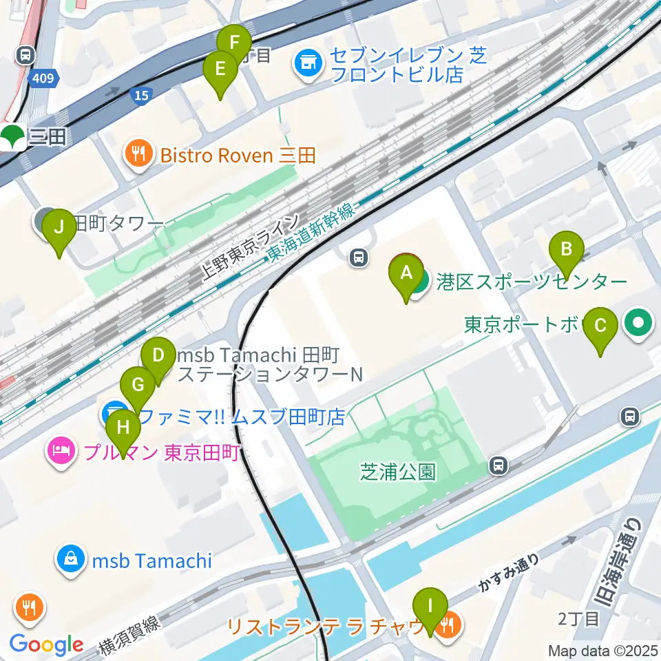 港区スポーツセンター周辺のカフェ一覧地図